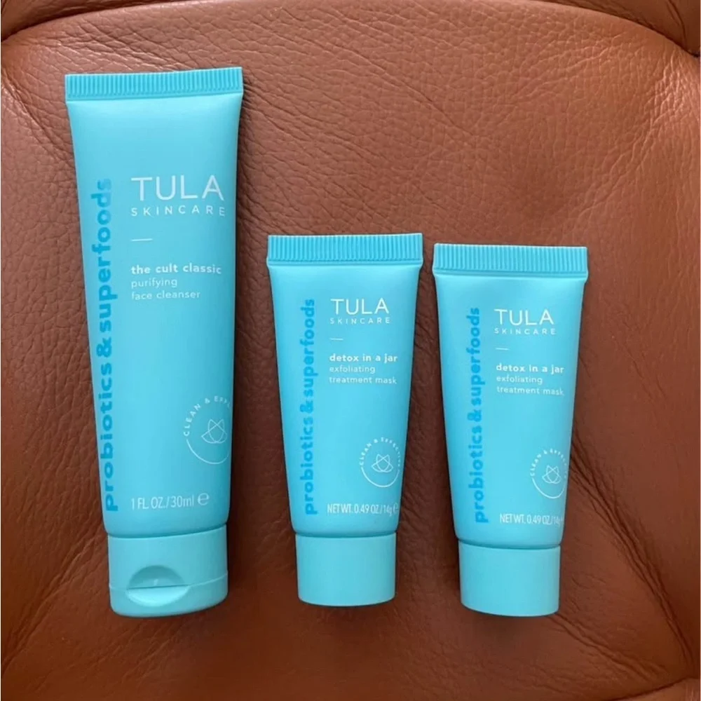 🩵NEW TULA Travel Trio (1 Purifying Face Cleaner & 2 Exfoliating Treatment Mask)
